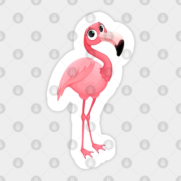 Funny flamingo with cute eyes Sticker by ddraw